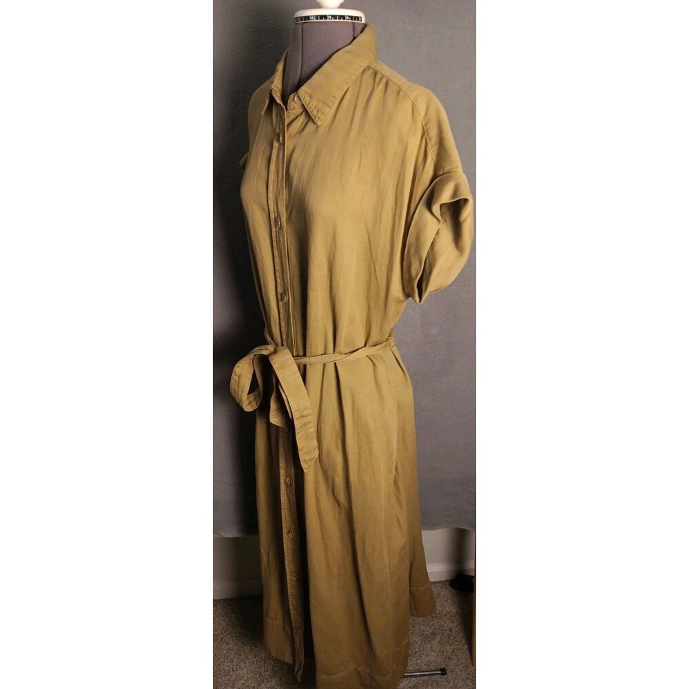 Faherty Arlie Button Down Short Sleeve Midi Dress Size Medium Linen/Cotton EUC